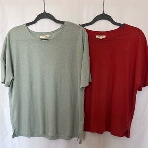 Madewell Women’s Short Sleeve Tee Bundle 2 Pack Size S Green & Terracotta